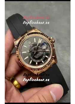 Rolex Sky-Dweller REF# M336235 Black Dial Rose Gold Watch in 904L Steel Case 1:1 Mirror Replica