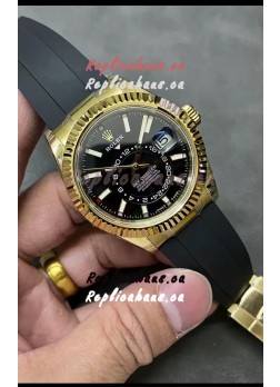 Rolex Sky-Dweller REF# M336235 Black Dial Yellow Gold Watch in 904L Steel Case 1:1 Mirror Replica
