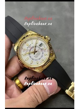 Rolex Sky-Dweller REF# M336235 White Dial Yellow Gold Watch in 904L Steel Case 1:1 Mirror Replica