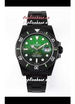 Rolex Submariner DiW Special Edition Watch in DLC Coating Carbon Bezel Green Dial 