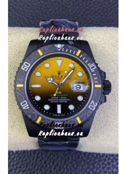 Rolex Submariner DiW Special Edition Watch in DLC Coating Carbon Bezel Yellow Dial 