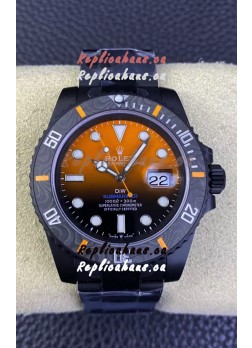 Rolex Submariner DiW Special Edition Watch in DLC Coating Carbon Bezel Orange Dial 