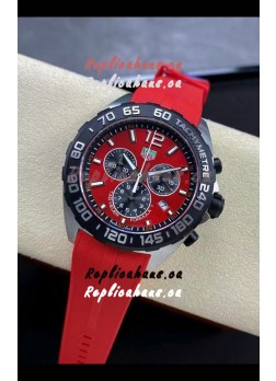 Tag Heuer F1 Edition Swiss Quartz Watch in Red Dial Stainless Steel Casing Rubber Strap