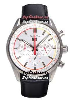 Tag Heuer Carrera Chronosprint X Swiss Quartz Replica Watch White dial Leather Strap 
