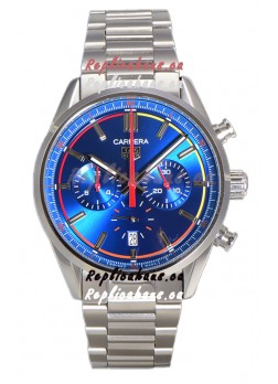 Tag Heuer Carrera Chronograph 42 Swiss Quartz Replica Watch Blue Dial Steel Strap 