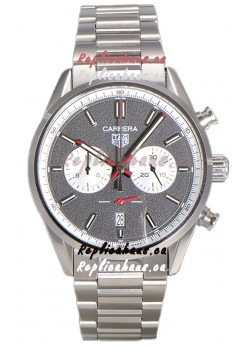 Tag Heuer Carrera Chronograph 43 Swiss Quartz Replica Watch Grey Dial Steel Strap