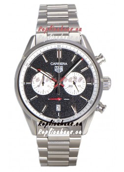 Tag Heuer Carrera Chronograph 43 Swiss Quartz Replica Watch Black Dial Steel Strap