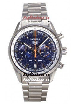 Tag Heuer Carrera Chronograph 43 Swiss Quartz Replica Watch Blue Dial Steel Strap 