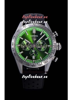 Tag Heuer Carrera Swiss Quartz Movement Replica Watch in Green Dial - Black Rubber Strap