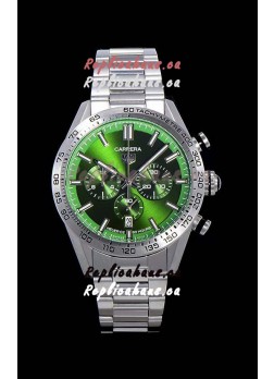 Tag Heuer Carrera Swiss Quartz Movement Replica Watch in Green Dial - Stainless Steel Strap