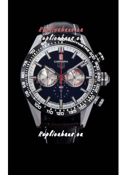 Tag Heuer Carrera Swiss Quartz Movement Replica Watch in Black Dial - Black Leather Strap
