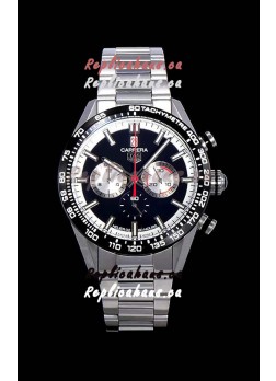Tag Heuer Carrera Swiss Quartz Movement Replica Watch in Black Dial - Stainless Steel Strap