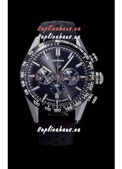Tag Heuer Carrera Swiss Quartz Movement Replica Watch in Black Dial - Black Rubber Strap