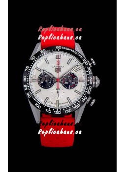 Tag Heuer Carrera Swiss Quartz Movement Replica Watch in White Dial - Red Rubber Strap