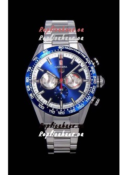 Tag Heuer Carrera Swiss Quartz Movement Replica Watch in Blue Dial - Stainless Steel Strap