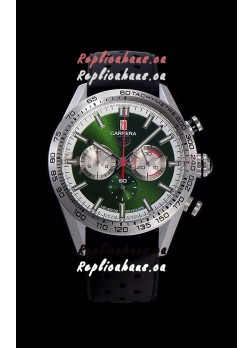 Tag Heuer Carrera Swiss Quartz Movement Replica Watch in Green Dial - Black Rubber Strap