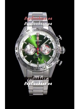 Tag Heuer Carrera Swiss Quartz Movement Replica Watch in Green Dial - Stainless Steel Strap
