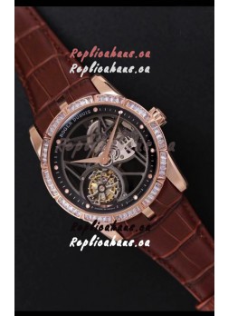 Roger Dubuis Excalibur Spider Flying Tourbillon Skeleton Rose Gold Titanium Casing 1:1 Mirror Swiss Watch