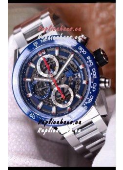 Tag Heuer Carrera Heuer 01 Swiss Replica Watch in Blue Dial/Bezel