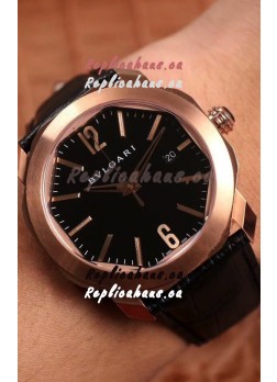 Bvlgari Octo Roma Edition 1:1 Mirror Replica in Rose Gold - Black Dial 