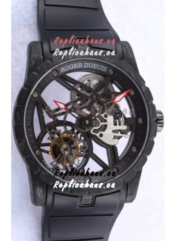 Roger Dubuis Excalibur Spider Flying Tourbillon Skeleton Carbon Casing 1:1 Mirror Swiss Watch