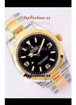Rolex Explorer I Black Dial - Yellow Gold on Steel in 3235 Swiss Automatic Movement