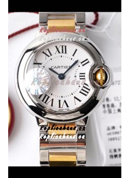 Ballon De Cartier Swiss Quartz 1:1 Mirror Quality 28MM in 2 Tone Casing White Dial 