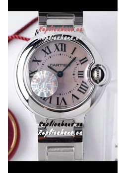 Ballon De Cartier Swiss Quartz 1:1 Mirror Quality 28MM in Steel Casing White Pearl Dial 