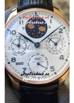 IWC Portuguese Perpetual Calendar Rose Gold Swiss Replica Watch REF. IW503405