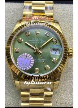 Rolex Datejust 278278 31MM Swiss Replica in 904L Steel Yellow Gold in Green Dial - 1:1 Mirror Replica