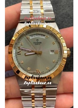 Tudor Royal Edition Watch - 1:1 Mirror Replica in Two Tone Casing - Grey Diamonds Dial