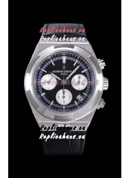 Vacheron Constantin Overseas Chronograph Black Dial Swiss Replica Watch - Leather Strap