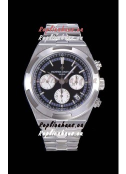Vacheron Constantin Overseas Chronograph Black Dial Swiss Replica Watch - Stainless Steel Strap