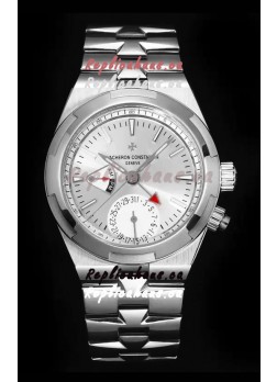 Vacheron Constantin Overseas Dual Time 1:1 Mirror Swiss Replica Watch in Steel Dial 