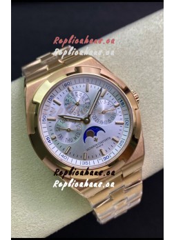 Vacheron Constantin Overseas Perpetual Calendar Ultra-Thin Steel Dial Rose Gold Casing Replica