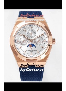 Vacheron Constantin Overseas Perpetual Calendar Ultra-Thin Steel Dial Rose Gold Casing Replica