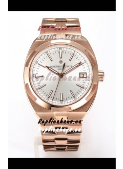 Vacheron Constantin Super Clone Overseas 1:1 Mirror Swiss Replica Watch in Rose Gold Steel Dial
