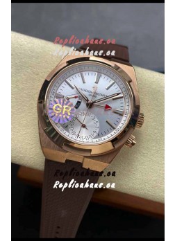 Vacheron Constantin Overseas Dual Time Rose Gold 1:1 Mirror Swiss Replica Watch in Steel Dial