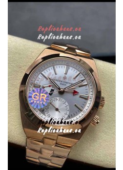 Vacheron Constantin Overseas Dual Time Rose Gold 1:1 Mirror Swiss Replica Watch in Steel Dial
