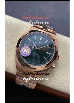 Vacheron Constantin Overseas Dual Time Rose Gold 1:1 Mirror Swiss Replica Watch in Green Dial