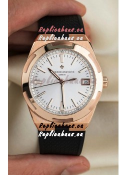 Vacheron Constantin Super Clone Overseas Edition Rose Gold Casing Rubber Strap