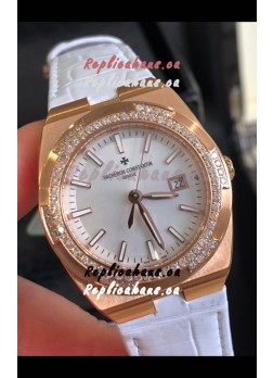 Vacheron Constantin Overseas Rose Gold 33MM Swiss Quartz Replica Watch Steel Dial 