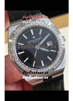 Vacheron Constantin Overseas Stainless Steel 33MM Swiss Quartz Replica Watch Black Dial 