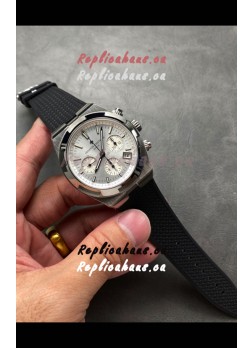 Vacheron Constantin Super Clone Overseas Chronograph Steel Dial Swiss Watch - Rubber Strap