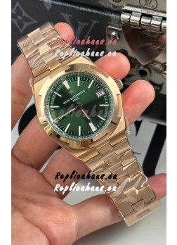 Vacheron Constantin Super Clone Overseas 1:1 Mirror Swiss Replica Watch in Rose Green Steel Dial