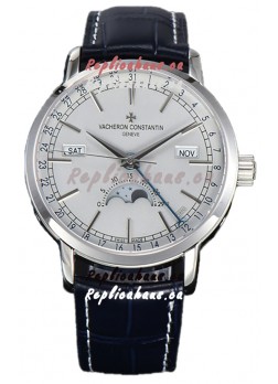 Vacheron Constantin Traditionelle Complete Calendar White Gold Plating White Dial Swiss Replica