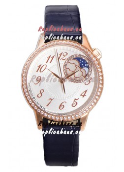 Vacheron Constantin Egerie Muse Moonphase Rose Gold Casing in White Dial Swiss Replica