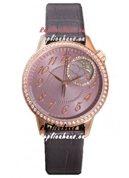 Vacheron Constantin Egerie Muse Moonphase Rose Gold Casing in Brown Dial Swiss Replica