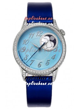 Vacheron Constantin Egerie Muse Moonphase 904L Steel Casing in Blue Dial Swiss Replica