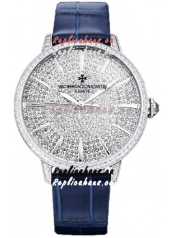 Vacheron Constantin Patrimony Self-Winding Jewellery Diamonds Paved Dial in White Gold Plating